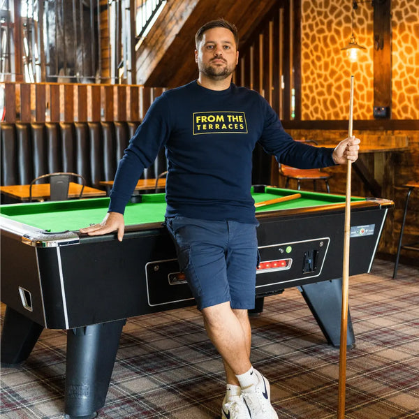 From The Terraces Sweatshirt - French Navy - Yellow Logo From The Terraces