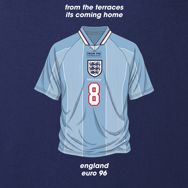 England Euro 96 Away Shirt T-Shirt Navy back view – From The Terraces