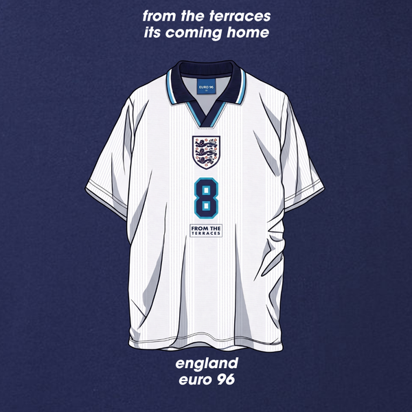 England Euro 96 Home Shirt T-Shirt Navy back view – From The Terraces