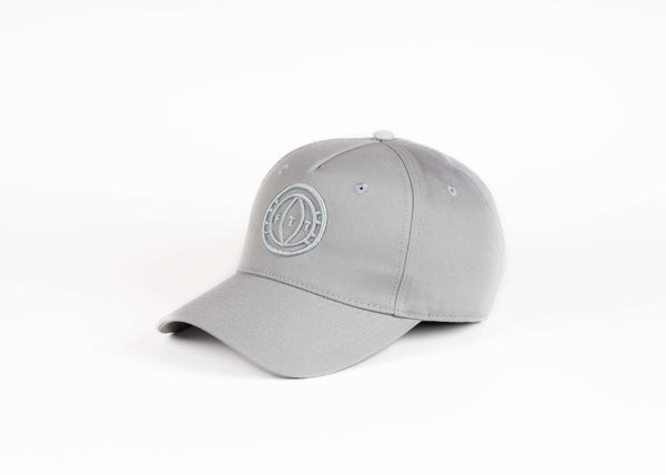 Gray cap with a logo on a white background