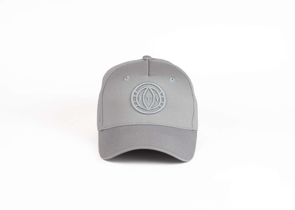 Gray cap with a logo on a white background