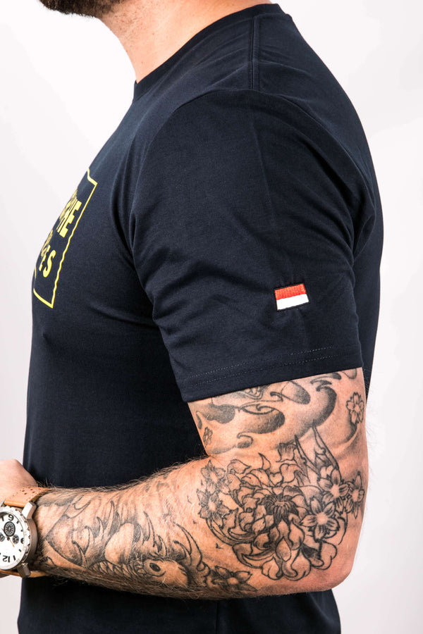 From The Terraces Tee - French Navy - Yellow Logo