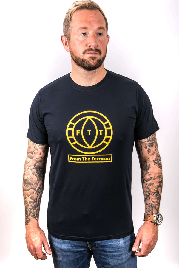 OG From The Terraces Tee - Navy - Yellow Logo