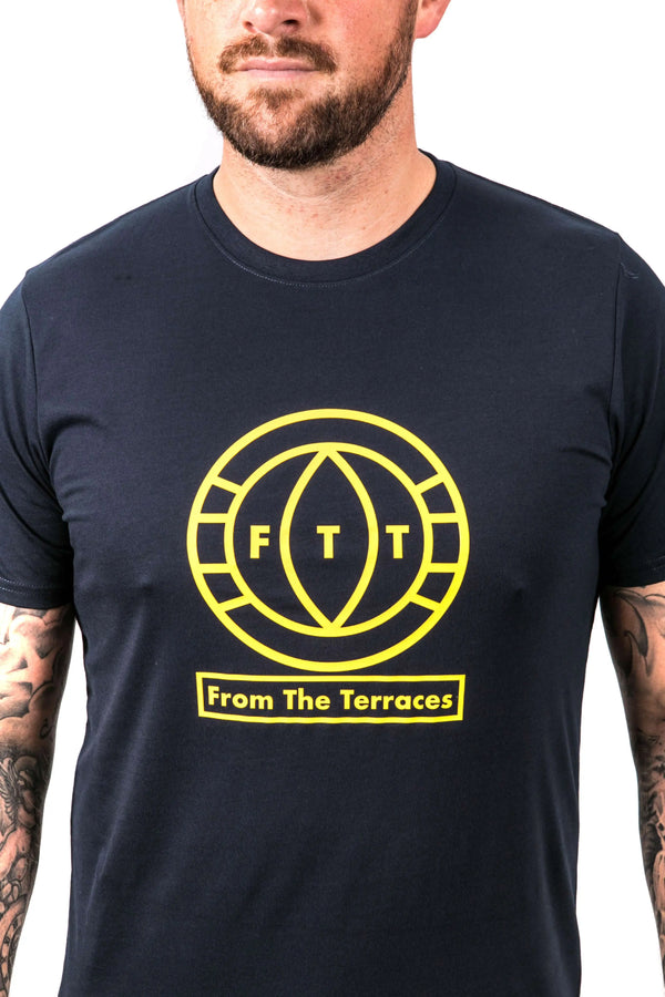 OG From The Terraces Tee - Navy - Yellow Logo From The Terraces