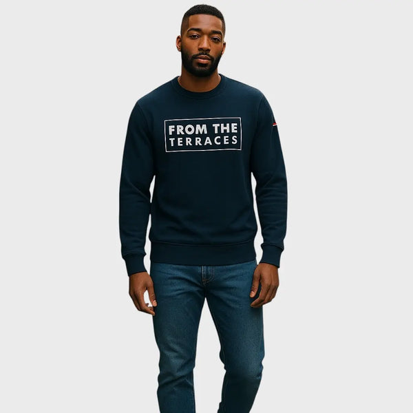 From The Terraces Sweatshirt - French Navy - White Logo From The Terraces