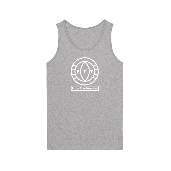 A navy blue sleeveless vest with a yellow 'FTT' logo on the chest and the text 'From The Terraces' below it.