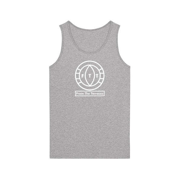 A navy blue sleeveless vest with a yellow 'FTT' logo on the chest and the text 'From The Terraces' below it.