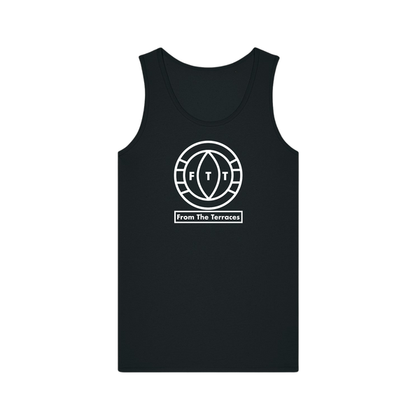 A navy blue sleeveless vest with a yellow 'FTT' logo on the chest and the text 'From The Terraces' below it.