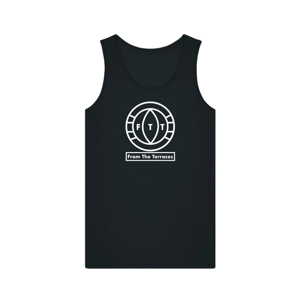 A navy blue sleeveless vest with a yellow 'FTT' logo on the chest and the text 'From The Terraces' below it.