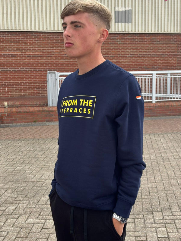 From The Terraces Sweatshirt - French Navy - Yellow Logo