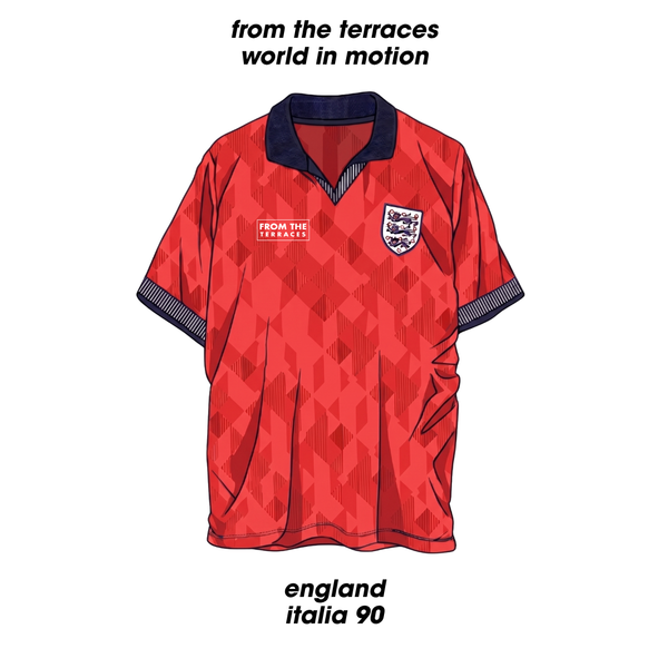 England 90 World in Motion Red T-Shirt White back view – From The Terraces