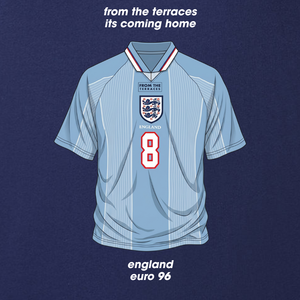 England Euro 96 Away Shirt T-Shirt Navy back view – From The Terraces