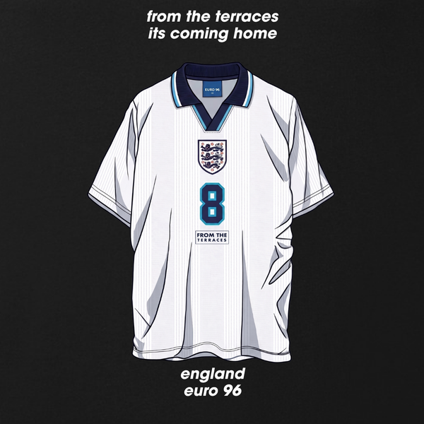 England Euro 96 Home Shirt T-Shirt Black back view – From The Terraces