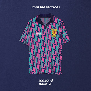 Scotland Italia 90 Fourth Kit T-Shirt Navy back view – From The Terraces