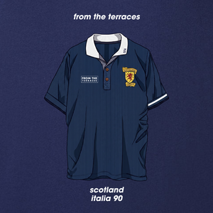 Scotland Italia 90 Home Kit T-Shirt Navy back view – From The Terraces