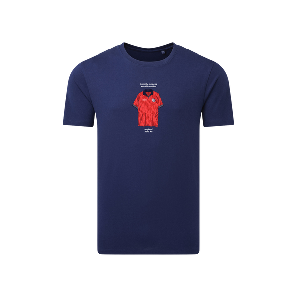 England 90 World in Motion Red T-Shirt Navy – From The Terraces