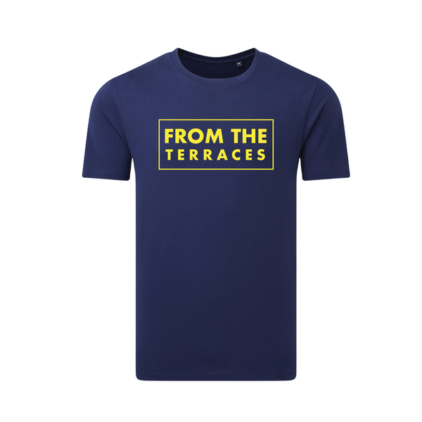 From The Terraces Tee - French Navy - Yellow Logo