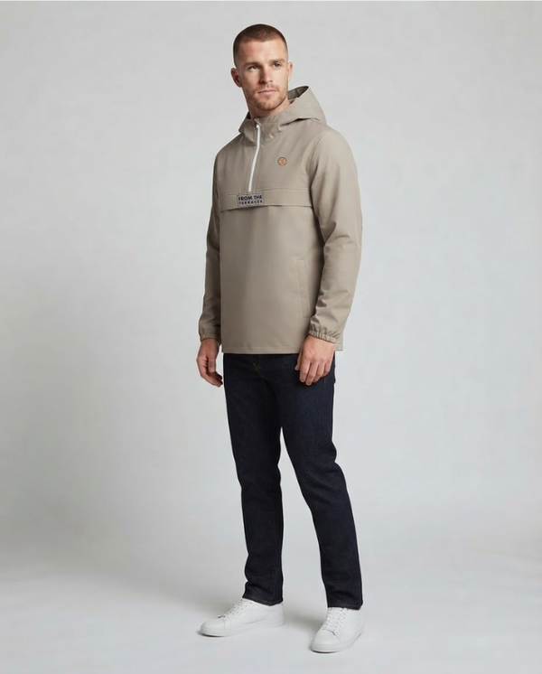 The Awayday Waterproof 1/4 Zip Windbreaker - Wet Sand