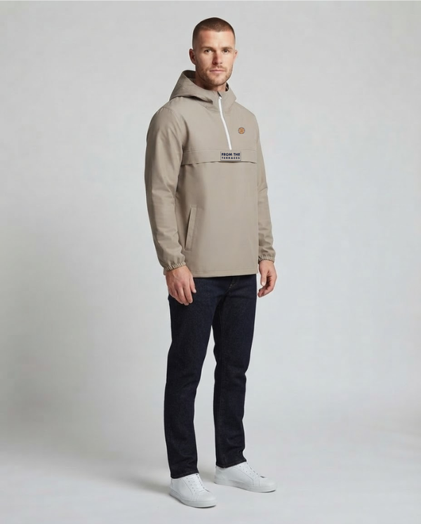 The Awayday Waterproof 1/4 Zip Windbreaker - Wet Sand