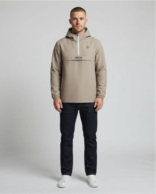 The Awayday Waterproof 1/4 Zip Windbreaker - Wet Sand
