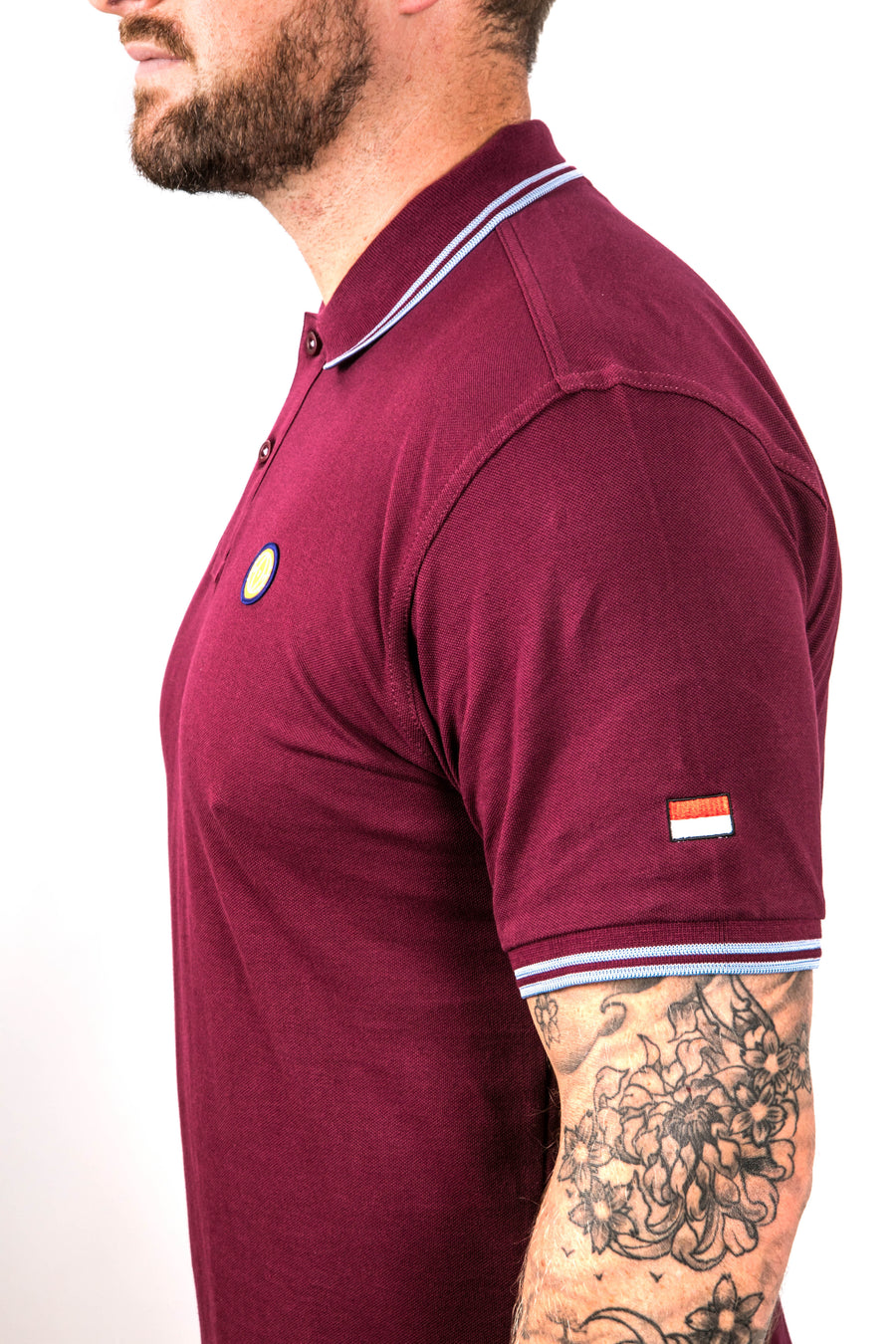 Burgundy and Light Blue Tipped FTT Polo