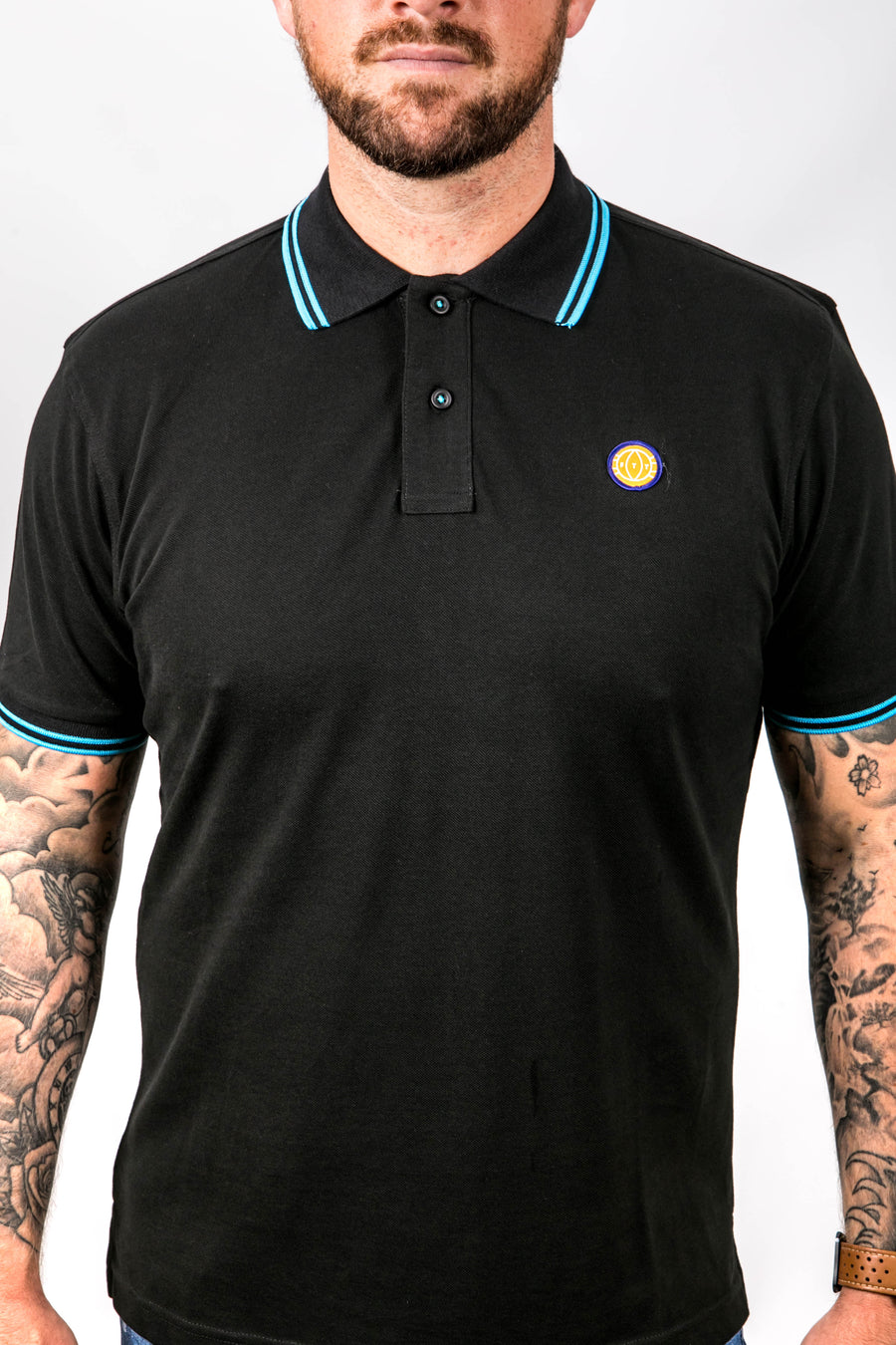 Black and Turquoise Tipped FTT Polo