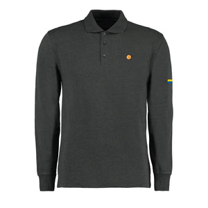 Outlet - Small Graphite FTT Long Sleeved Polo - Yellow and Blue Sleeve