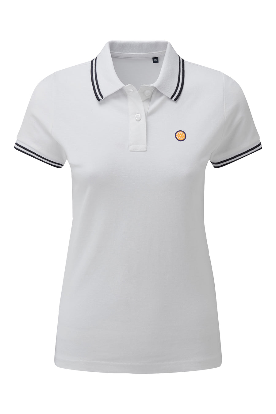 Women's White and Navy Tipped FTT Polo