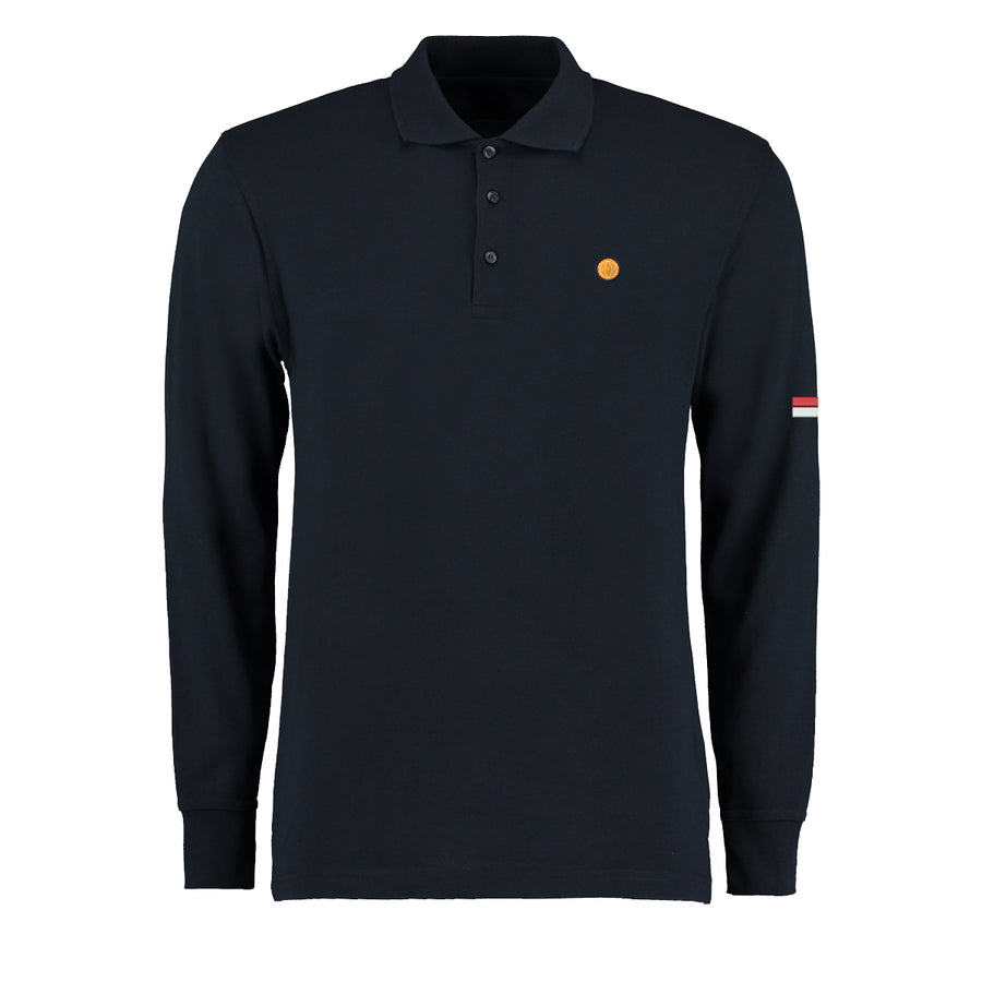 Outlet - Small Navy FTT Long Sleeved Polo - Red and White Sleeve